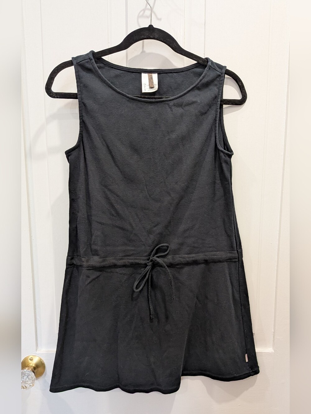 Anne Cole Black Sleeveless Drawstring Cotton Dress | Small